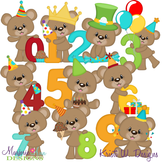 Bentlys Birthday Numbers SVG Cutting Files + Clipart - Click Image to Close